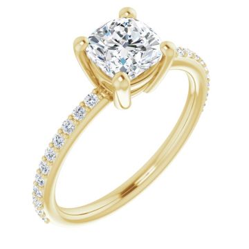 Sofia Women's Cushion and Round Natural Diamond Engagement Ring | 14K Gold | 1ct