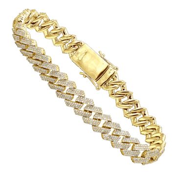 10K Solid Gold Diamond Cuban Link Bracelet for Men | Pave Set | SI | 6ct