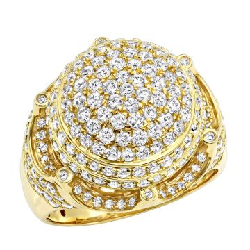 Men's 14K Gold Diamond Signet Statement Ring | Pave Set | 3.3ct