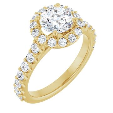 Stella Women's 14K Gold Round Cut Natural Diamond Engagement Ring | Prong Shared Set | 1ct