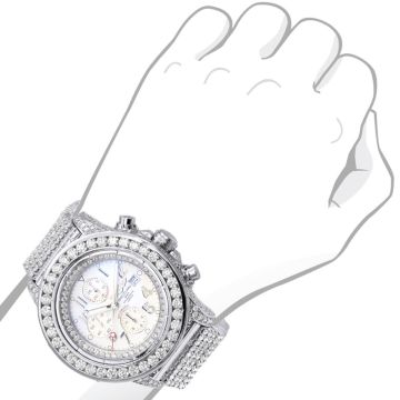 Stainless Steel Men's Breitling Watch | Super Avenger | 50 mm | Diamond Bezel | White Dial