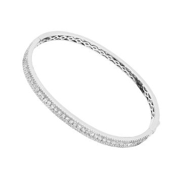 Women's 14K Gold Diamond Bangle Bracelet | Channel Prong Set | 2.31ct