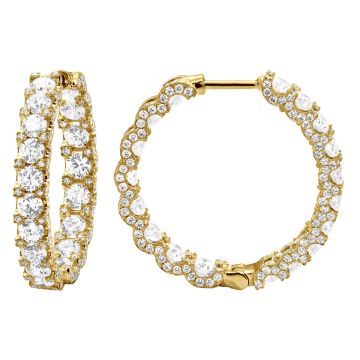 Ladies Round Diamond Hoop Earrings | Round Shaped | 14K Gold | 5ct