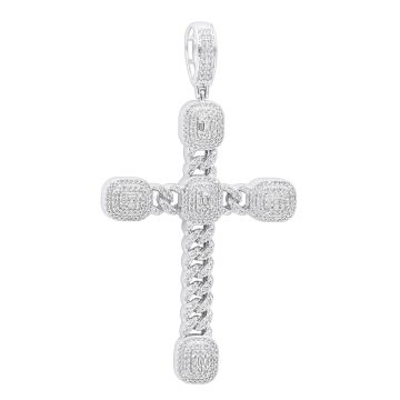 Men's Diamond Cuban Link Cross Pendant | 14K Gold | 2.5ct