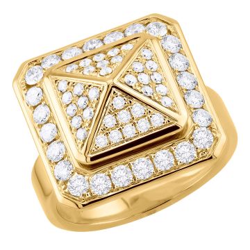 14K Gold Natural or Lab-Grown Diamond Signet Pinky Statement Ring for Men 1.8ct