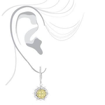 Yellow Diamond Drop Earrings for Women | Hinged Back | 14K Gold | 2.75ct