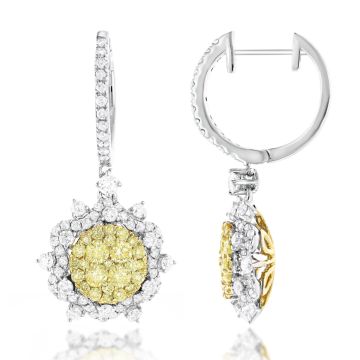 Yellow Diamond Drop Earrings for Women | Hinged Back | 14K Gold | 2.75ct