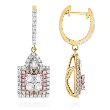 Designer Pave Cut Diamond Drop Earrings for Women | 14K Gold | 1.75ct