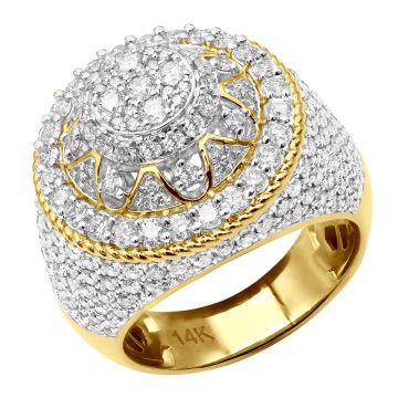 14K Gold Diamond Signet Pinky Ring for Men 4ct