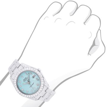 Stainless Steel Men's Rolex Watch | Oyster Perpetual Datejust | 41 mm | Oyster Bracelet | Diamond Bezel | Turquoise Dial