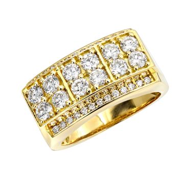 Men's 18K Gold Diamond Signet Statement Ring | Pave Prong Set | 2ct