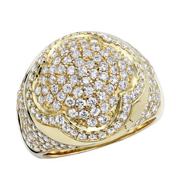 14K Gold Diamond Signet Statement Ring for Men 3.5ct