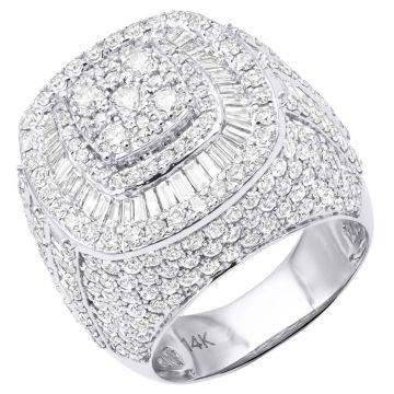 Men's 14K Gold Diamond Signet Pinky Statement Ring | Prong Set | 7ct