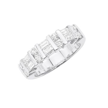 Women's Baguette and Round Diamond Wedding Ring | 14K Gold | VS | 1.7ct