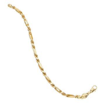 14K Yellow Gold Solid Figaro Chain For Men