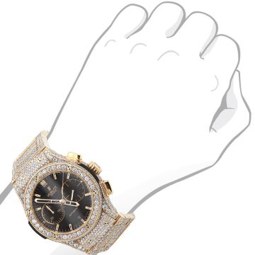 18K Gold Men's Hublot Watch | Classic Fusion | 45 mm | Diamond Bezel | Black Dial