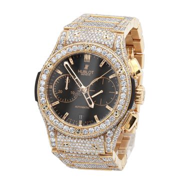 18K Gold Men's Hublot Watch | Classic Fusion | 45 mm | Diamond Bezel | Black Dial