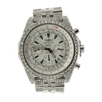 Stainless Steel Men's Breitling Watch | Bentley | 48 mm | Diamond Bezel | White Dial