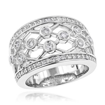 Women's Diamond Bezel Right Hand Wedding Ring | 14K Gold | VS | 0.95ct