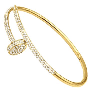 Women's 10K Gold Diamond Bangle Bracelet | Pave Set | 3ct