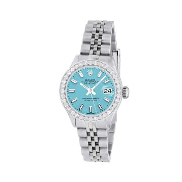 Women's Stainless Steel Diamond Watch | Rolex Oyster Perpetual Datejust 26 mm | Stick | Blue Dial