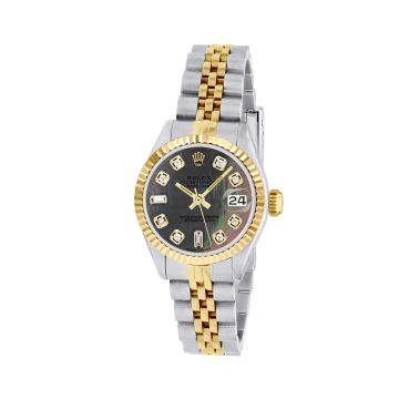 Women's Gold/Stainless Steel Two-Tone Watch | Rolex Datejust 26 mm | Dot | Black Dial