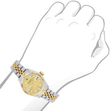 Women's Gold/Stainless Steel Two-Tone Watch | Rolex Datejust 26 mm | Dot | Gold Tone Dial