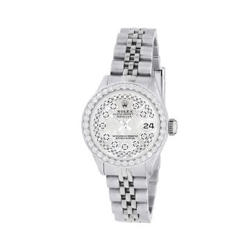 Stainless Steel Women's Rolex Watch | Datejust | 26 mm | Jubilee Bracelet | Diamond Bezel | White Dial