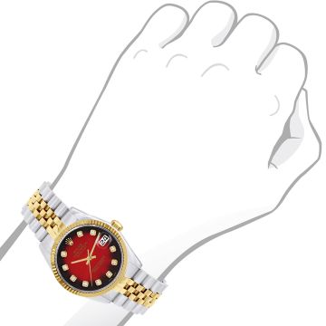 Gold/Stainless Steel Women's Rolex Watch | Datejust | 36 mm | Jubilee Bracelet | Dark Red Dial