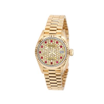 Women's 18K Gold Bust Down Watch | Rolex Datejust 26 mm | Dot | Gold Tone Dial