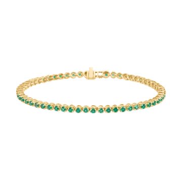 Women's 14K Gold Lab-Grown Emerald Tennis Bracelet | Prong Set | Box Clasp with Safety 