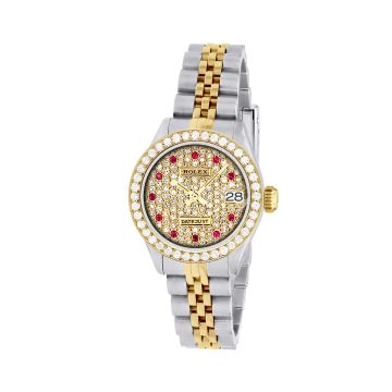 Gold/Stainless Steel Women's Rolex Watch | Datejust | 26 mm | Jubilee Bracelet | Diamond Bezel | Gold Tone Dial